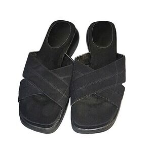 MOOTSIES TOOTSIES Black Comfort Criss Cross‎ Slide Sandals Cushioned 9.5M Casual